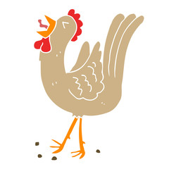 flat color style cartoon crowing cockerel