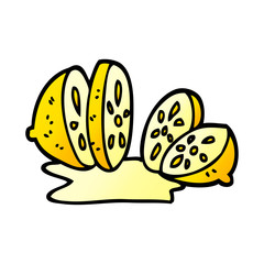 cartoon doodle sliced lemon