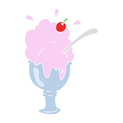 flat color illustration of a cartoon ice cream