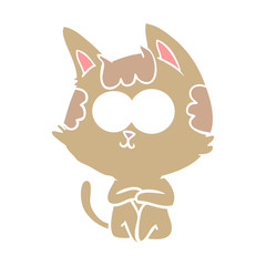 happy flat color style cartoon cat