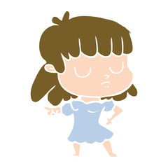 flat color style cartoon indifferent woman