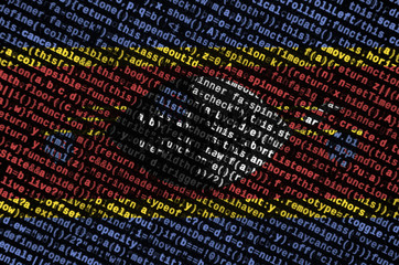 Swaziland flag  is depicted on the screen with the program code. The concept of modern technology...