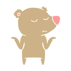 happy flat color style cartoon bear shrugging shoulders