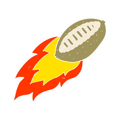 flat color illustration of a cartoon flying football