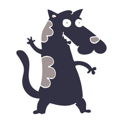 cartoon doodle dog waving