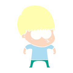 nervous flat color style cartoon boy