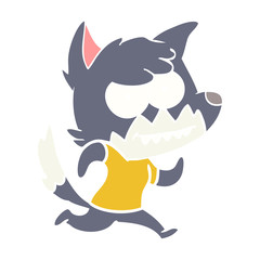 flat color style cartoon grinning fox