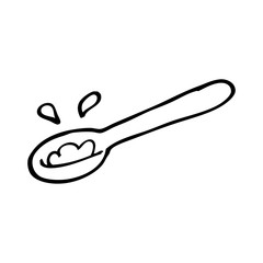 line drawing cartoon ladle of food