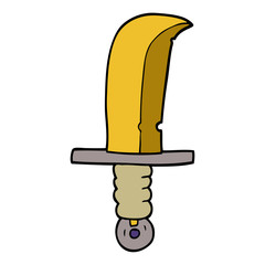 cartoon doodle of an old bronze sword