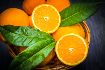fresh orange in a basket