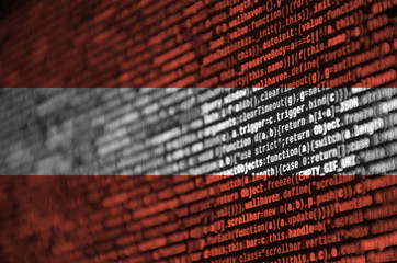 Austria flag  is depicted on the screen with the program code. The concept of modern technology and...