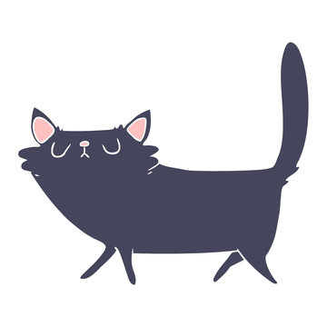 flat color style cartoon black cat