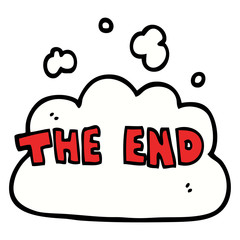 cartoon doodle wording the end