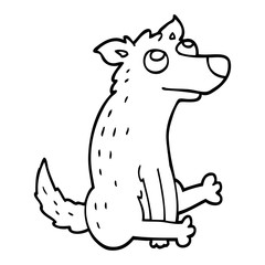 line drawing cartoon dog sitting