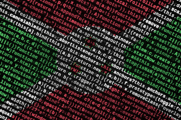 Burundi flag  is depicted on the screen with the program code. The concept of modern technology and...