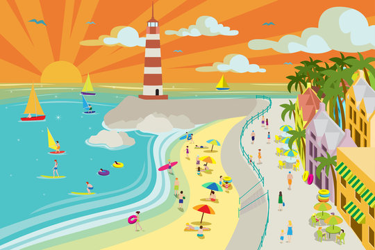 Beach Town Illustration