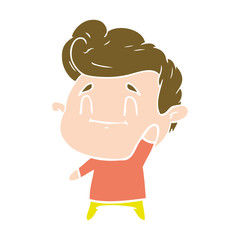 happy flat color style cartoon man