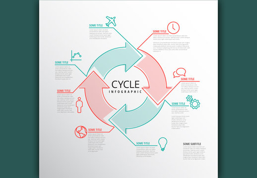 Red and Teal Infographic Layout with Illustration Elements