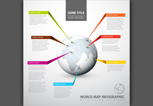 Globe Infographic Layout with Colorful Ribbons