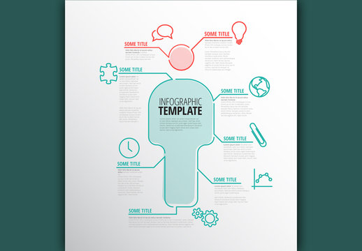Red and Teal Infographic Layout with Illustration Elements
