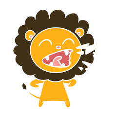 flat color style cartoon roaring lion