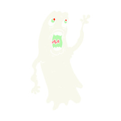 flat color illustration of a cartoon ghost