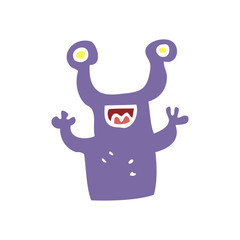 flat color illustration of a cartoon little alien