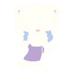 crying polar bear flat color style cartoon
