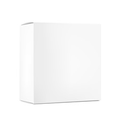 Realistic blank cardboard packaging box mock up. Vector illustration isolated on white background. Can be use for medicine, food, cosmetic and other. Ready for your design. EPS10.