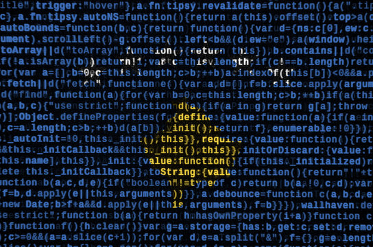 Kosovo flag  is depicted on the screen with the program code. The concept of modern technology and site development