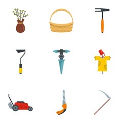 Farm icon set. Flat set of 9 farm vector icons for web design