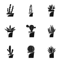 Home cactus pot icon set. Simple set of 9 home cactus pot vector icons for web design on white background