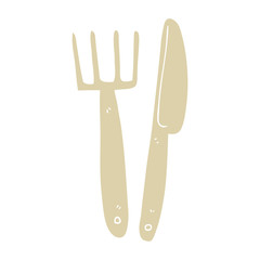cartoon doodle plastic knife and fork