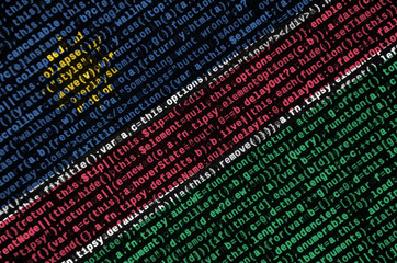 Namibia flag  is depicted on the screen with the program code. The concept of modern technology and site development
