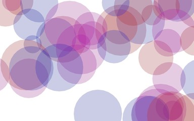 Multicolored translucent circles on a white background. Pink tones. 3D illustration