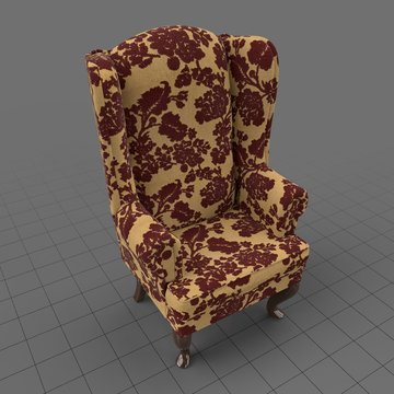 Floral wing chair
