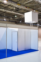 Exhibition stand design equipment. Booth template, Empty exhibition kiosk, with copy space,...