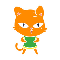 flat color style cartoon cat