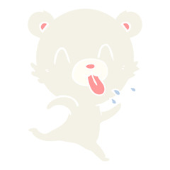 rude flat color style cartoon polar bear sticking out tongue