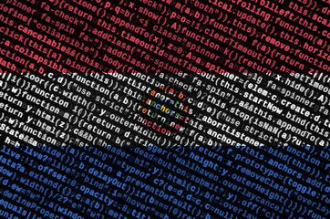 Paraguay flag  is depicted on the screen with the program code. The concept of modern technology and site development
