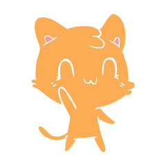 flat color style cartoon happy cat