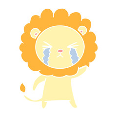 flat color style cartoon crying lion