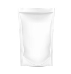 White blank pouch doy pack mock up. Vector illustration isolated on white background. Ready for your design. EPS10.  