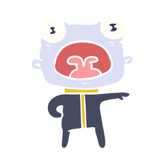 flat color style cartoon weird alien communicating