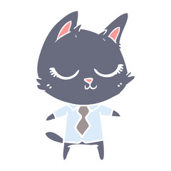 calm flat color style cartoon cat