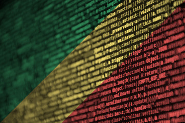 Congo flag  is depicted on the screen with the program code. The concept of modern technology and...