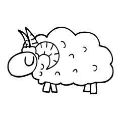 line drawing cartoon black sheep