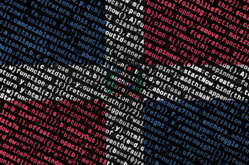 Dominican Republic flag  is depicted on the screen with the program code. The concept of modern...