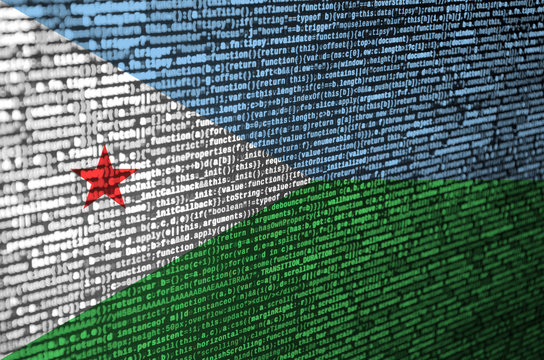 Djibouti flag  is depicted on the screen with the program code. The concept of modern technology and site development