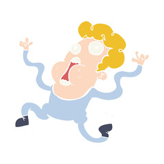 flat color style cartoon terrified man